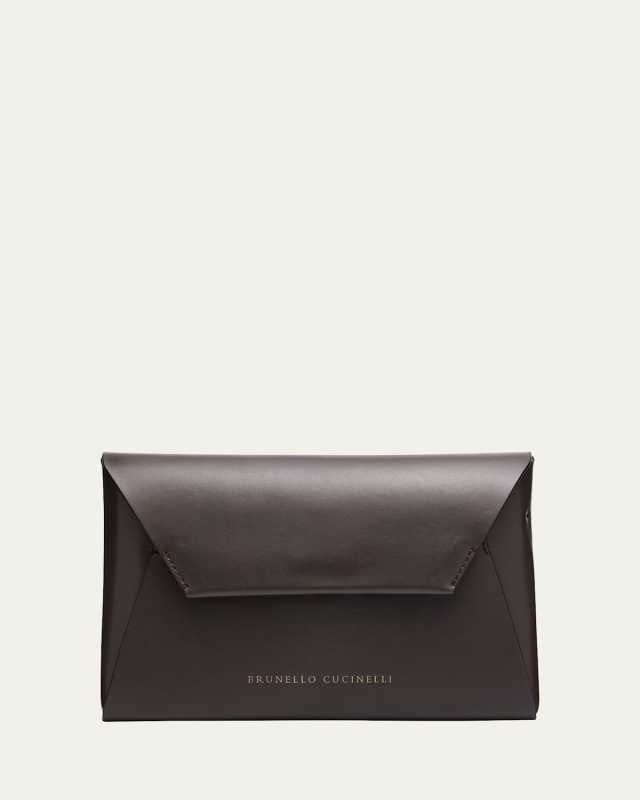 Envelope Flap Leather Clutch Bag